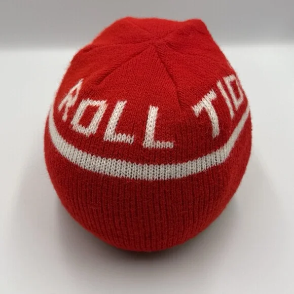 Vintage Alabama Roll Tide Knit Visor Beanie Hat Red White Brim Cap - Picture 3 of 6